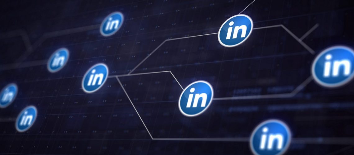 LinkedIn Icon Line Connection of Circuit Board