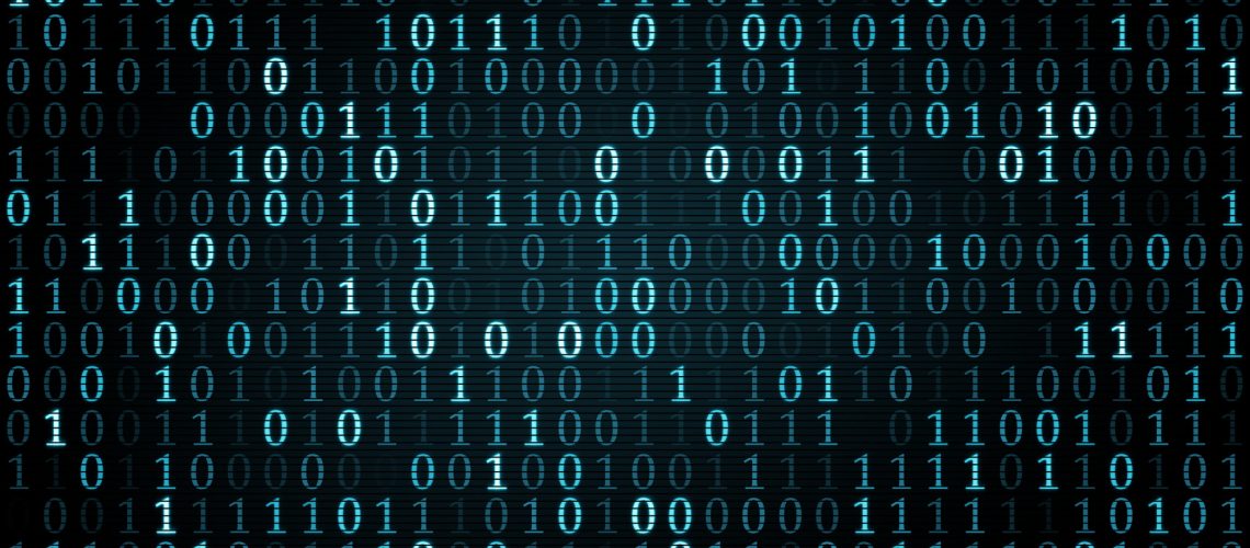 blue digital binary symbols. Computer generated illustration
